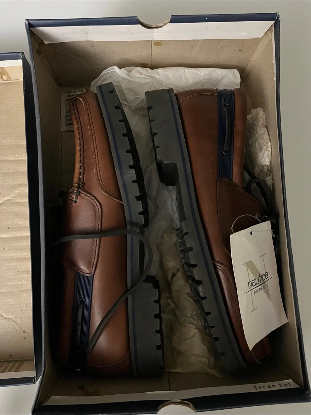Nautica Men’s Brown Leather Boat Shoes - Classic Lace-Up